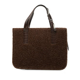 シャネル ロゴ ハンドバッグ トートバッグ ショルダーバッグ ブラウン ボア レザー レディース CHANEL 【中古】