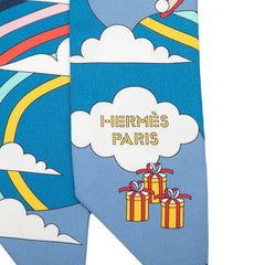 エルメス ツイリー 空飛ぶカレ Cârrès Volants スカーフ ブルー マルチカラー シルク レディース HERMES 中古