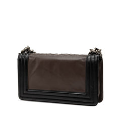 シャネル ココマーク ボーイシャネル チェーン ショルダーバッグ ブラック ブラウン レザー レディース CHANEL 【中古】