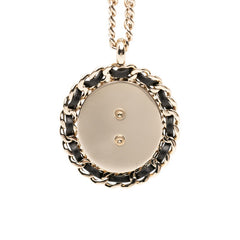 シャネル ココマーク チェーン ネックレス B25P ゴールド ブルー ブラック メッキ レザー デニム レディース CHANEL 【中古】