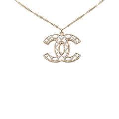 シャネル ココマーク マトラッセ ネックレス B17V ゴールド ホワイト メッキ レディース CHANEL 中古