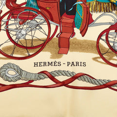 エルメス カレ90 MUSEE 博物館 スカーフ ベージュ シルク レディース HERMES 【中古】