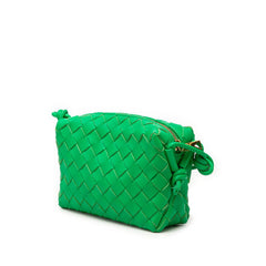 ボッテガヴェネタ イントレチャート ショルダーバッグ グリーン レザー レディース BOTTEGAVENETA 【中古】