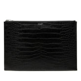 サンローラン クロコ型押し クラッチバッグ 378261 ブラック レザー メンズ SAINT LAURENT 中古