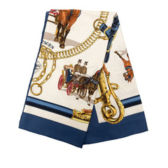 エルメス カレ90 EQUIPAGES 馬車 スカーフ ネイビー マルチカラー シルク レディース HERMES 【中古】