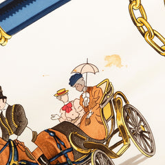 エルメス カレ90 EQUIPAGES 馬車 スカーフ ネイビー マルチカラー シルク レディース HERMES 【中古】