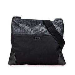 グッチ グッチシマ ショルダーバッグ 161822 ブラック レザー ナイロン レディース GUCCI 【中古】