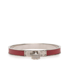 エルメス ケリー カデナ モチーフ バングル シルバー レッド メタル レザー レディース HERMES 【中古】