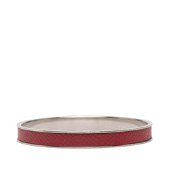 エルメス ケリー カデナ モチーフ バングル シルバー レッド メタル レザー レディース HERMES 【中古】