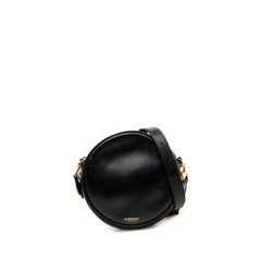 バーバリー ラウンド 斜め掛け ショルダーバッグ ブラック レザー レディース BURBERRY 【中古】
