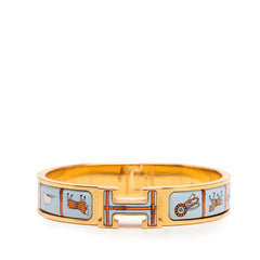 エルメス クリックH PM COUVERTURES ET TENUES DE JOUR 馬着 バングル ゴールド ブルー マルチカラー メッキ レディース HERMES 【中古】