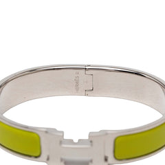 エルメス クリックH PM エナメルブレスレット バングル シルバー イエローグリーン メタル レディース HERMES 【中古】