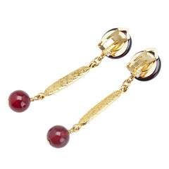 シャネル ロゴ イヤリング ゴールド レッド メッキ レディース CHANEL 【中古】