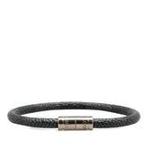 ダミエ グラフィット ブラスレ キープイット ブレスレット M6609E シルバー ブラック メタル レザー レディース 【中古】