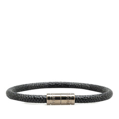 ダミエ グラフィット ブラスレ キープイット ブレスレット M6609E シルバー ブラック メタル レザー レディース 【中古】