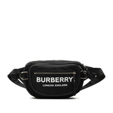 バーバリー ロンドン イングランド ロゴプリント ボディバッグ ウエストバッグ ブラック ナイロン レザー レディース BURBERRY 【中古】