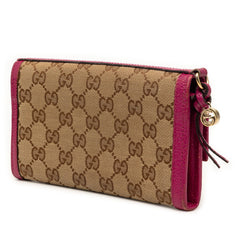 グッチ GGキャンバス 長財布 323396 ベージュ ピンク系 キャンバス レザー レディース GUCCI 【中古】