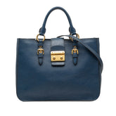 ミュウミュウ ハンドバッグ ショルダーバッグ 2WAY RN0968 ブルー レザー レディース MIUMIU 【中古】