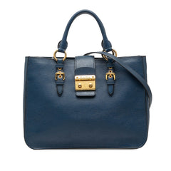 ミュウミュウ ハンドバッグ ショルダーバッグ 2WAY RN0968 ブルー レザー レディース MIUMIU 【中古】