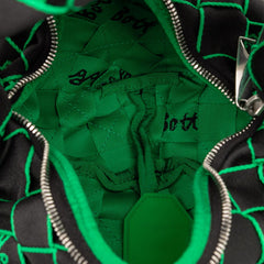 ボッテガヴェネタ ダブルノット ウェビング ハンドバッグ ワンショルダーバッグ ブラック グリーン ポリエステル レディース BOTTEGAVENETA 【中古】