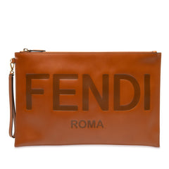 フェンディ ロゴ - クラッチバッグ 8N0178 ブラウン レザー レディース FENDI 【中古】