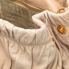 プラダ リボン トートバッグ ショルダーバッグ 2WAY BN1932 ベージュ ピンクベージュ レザー レディース PRADA 【中古】