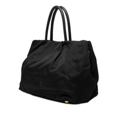 プラダ リボン ハンドバッグ ブラック ナイロン レザー レディース PRADA 【中古】