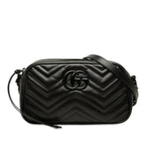 グッチ GGマーモント 斜め掛け チェーン ショルダーバッグ 447682 ブラック レザー レディース GUCCI 中古