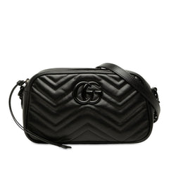 グッチ GGマーモント 斜め掛け チェーン ショルダーバッグ 447682 ブラック レザー レディース GUCCI 中古