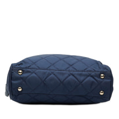 プラダ 三角ロゴプレート キルティング チェーン ショルダーバッグ ブルー ナイロン レディース PRADA 【中古】