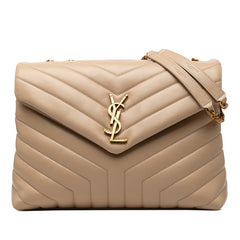 サンローラン ルル ミディアム チェーン ショルダーバッグ 574946 ベージュ レザー レディース SAINT LAURENT 【中古】