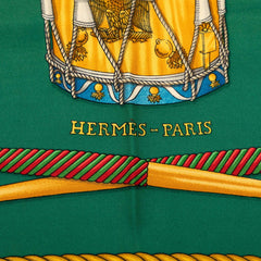 エルメス カレ90 LES TAMBOURS タンブールの太鼓 スカーフ グリーン マルチカラー シルク レディース HERMES 中古
