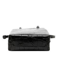 バレンシアガ ショッピング フォン ホルダー クロコ型押し 斜め掛け ショルダーバッグ 593826 ブラック レザー レディース BALENCIAGA 【中古】