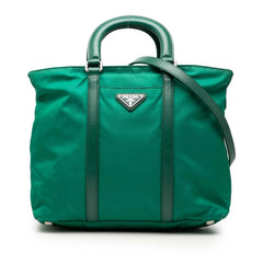 プラダ 三角ロゴプレート ハンドバッグ ショルダーバッグ 2WAY B1066M グリーン ナイロン レザー レディース PRADA 【中古】