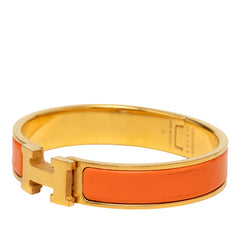 エルメス クリックH PM ブレスレット オレンジ ゴールド メッキ エナメル レディース HERMES 中古