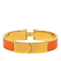 エルメス クリックH PM ブレスレット オレンジ ゴールド メッキ エナメル レディース HERMES 中古