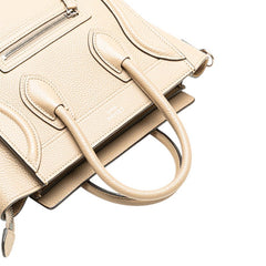 セリーヌ ラゲージ ナノショッパー ハンドバッグ ショルダーバッグ 2WAY ベージュ グレージュ レザー レディース CELINE 【中古】