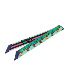 エルメス ツイリー Rocabar ロカバール 馬 スカーフ グリーン マルチカラー シルク レディース HERMES 【中古】