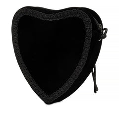 サンローラン 斜め掛け ハート ショルダーバッグ ポシェット ブラック ベロア レディース SAINT LAURENT 中古