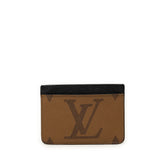 ルイ ヴィトン モノグラム ジャイアント リバース ポルト カルト LV サイドアップ カードケース ブラウン ブラック PVC レザー メンズ LOUIS VUITTON 中古