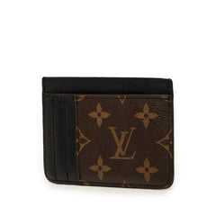 ルイ ヴィトン モノグラム ジャイアント リバース ポルト カルト LV サイドアップ カードケース ブラウン ブラック PVC レザー メンズ LOUIS VUITTON 中古