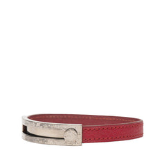 エルメス プスプス ブレスレット バングル ピンク シルバー金具 レザー メタル レディース HERMES 【中古】
