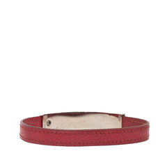 エルメス プスプス ブレスレット バングル ピンク シルバー金具 レザー メタル レディース HERMES 【中古】