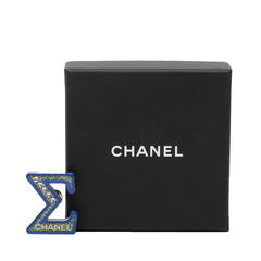 シャネル ロゴ ブローチ シルバー ブルー グリーン メタル プラスチック ラインストーン レディース CHANEL 【中古】