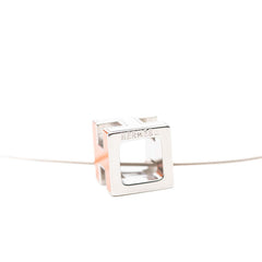 エルメス カージュドアッシュ チェーン Hキューブ ペンダント ネックレス オレンジ シルバー メタル レディース HERMES 【中古】