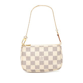 ルイ ヴィトン ダミエ アズール ミニ ポシェット アクセソワール アクセサリーポーチ ハンドバッグ N58010 ホワイト PVC レザー レディース LOUIS VUITTON 【中古】