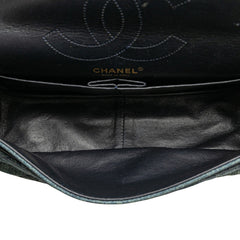 シャネル 2.55 マトラッセ28 ダブルフラップ チェーンショルダーバッグ ライトブルー デニム レディース CHANEL 【中古】