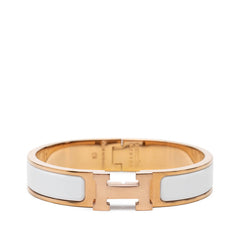 エルメス クリックH PM エナメルブレスレット ゴールド ホワイト メッキ レディース HERMES 【中古】