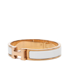 エルメス クリックH PM エナメルブレスレット ゴールド ホワイト メッキ レディース HERMES 【中古】