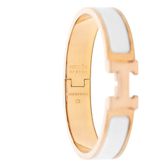 エルメス クリックH PM エナメルブレスレット ゴールド ホワイト メッキ レディース HERMES 【中古】